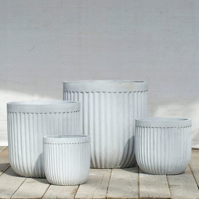 Fiber Clay Pots, Outdoor Pots, Garden Pots FR21// Cream, Dark Grey, Light Grey,