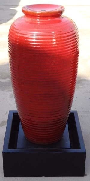 Red Ceramic Fountain, Ceramic Pots GW8690 // Outdoor or Indoor used