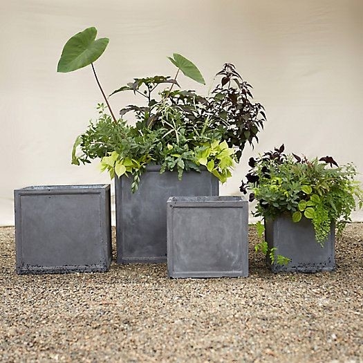 Fiber Clay Pots, Outdoor Pots, Garden Pots DS09 // Cream, Dark Grey, Light Grey,