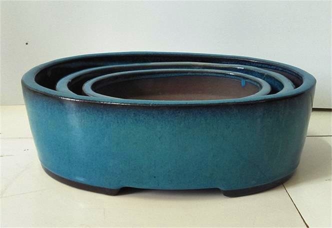 Manual Glazed Bonsai Pots, House and Garden Pots,  Ceramic Pots,  Planters,  Glazed Bonsai Pots GH6006 Set3